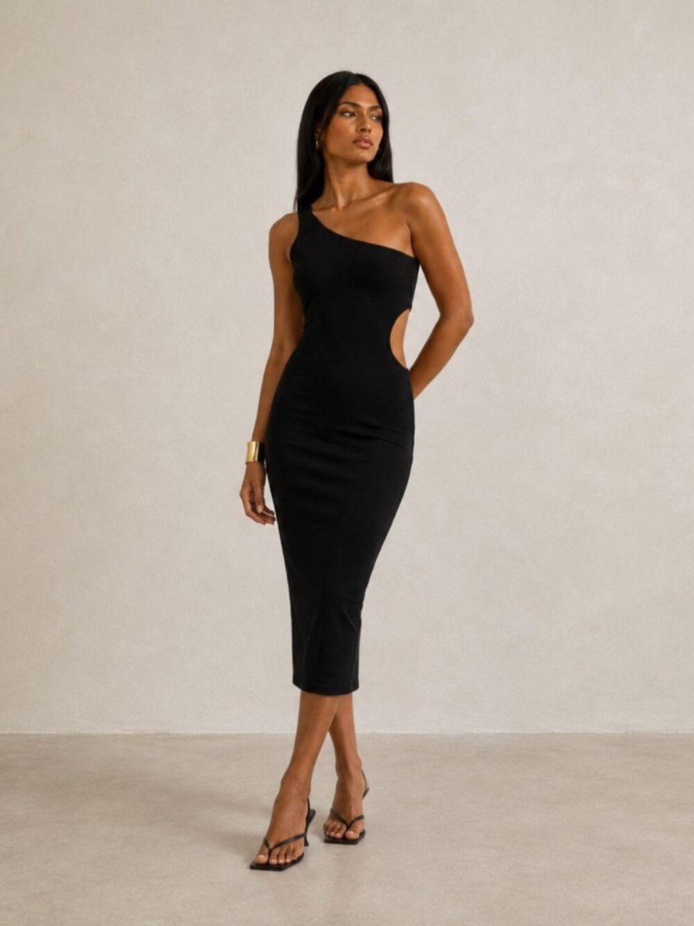 ZARA Black Knit Cut-Out Dress - Medium